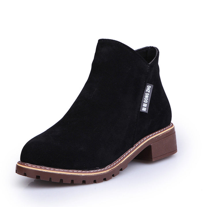 Dame elegante Ankle Boots med moderigtigt velourleder og robust profil Stilla