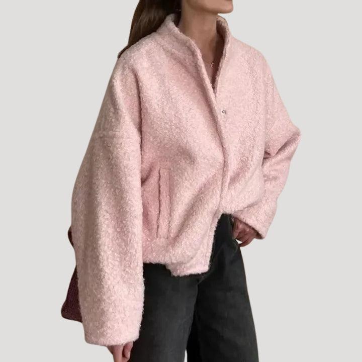 Stilla | Blød Boucle Zip up Bomberjakke