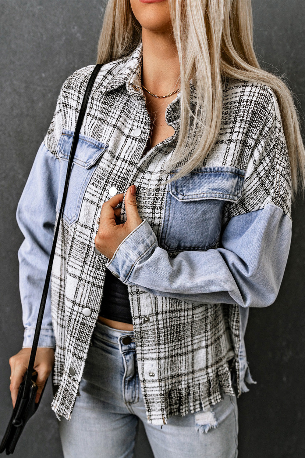 Stilla | Pocketed Snap Down Denim Jakke