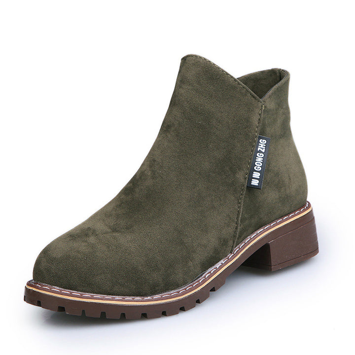 Dame elegante Ankle Boots med moderigtigt velourleder og robust profil Stilla