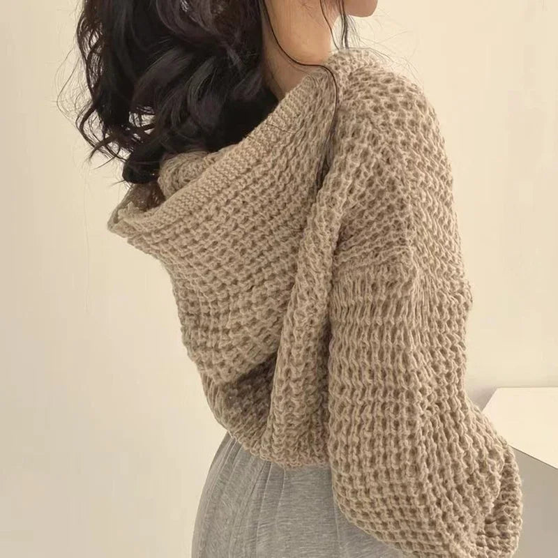 Stilla | Cropped Hættetrøje Cardigan med Udsmykning Detaljer