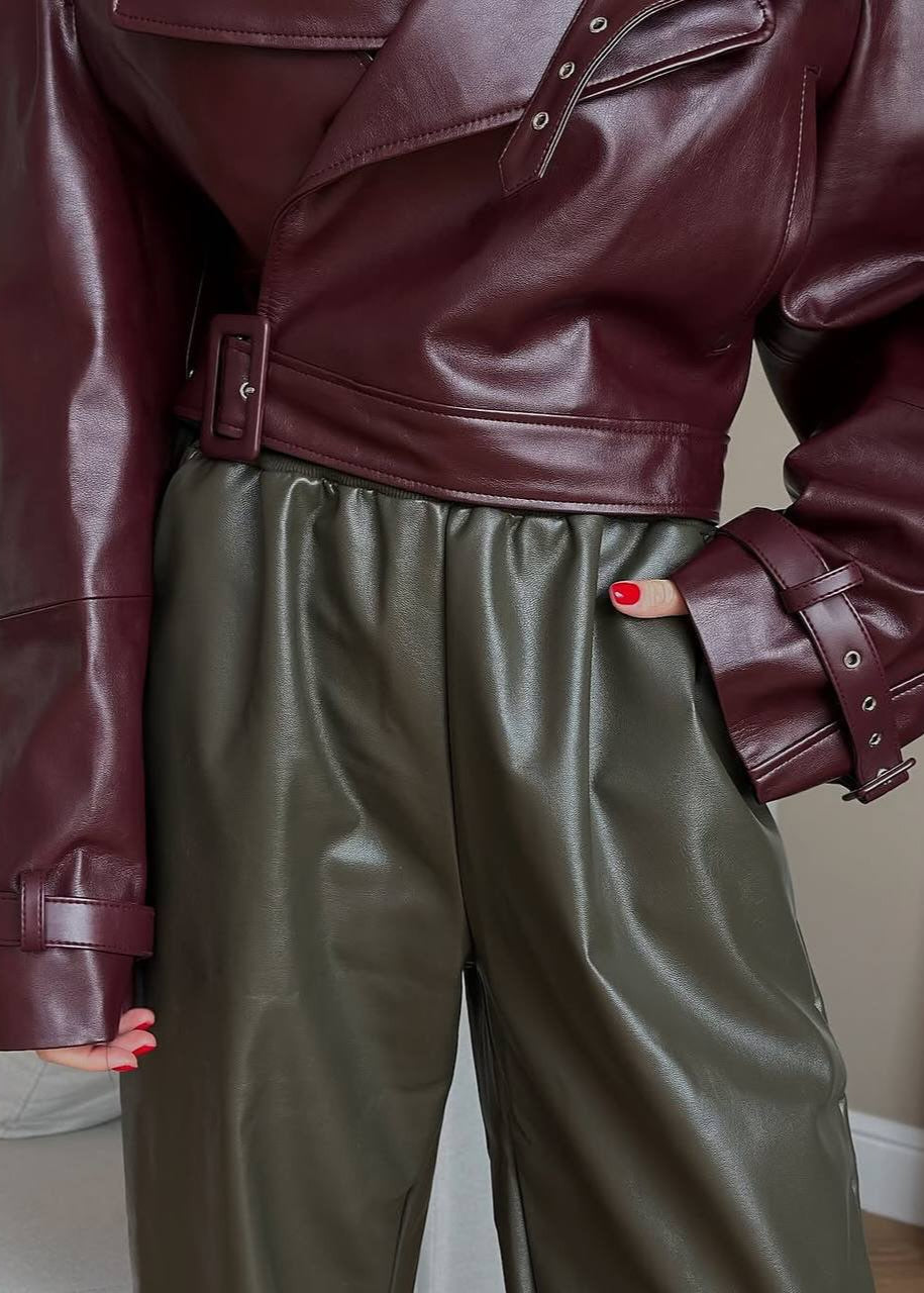Stilla | Cropped fake læder motojakke
