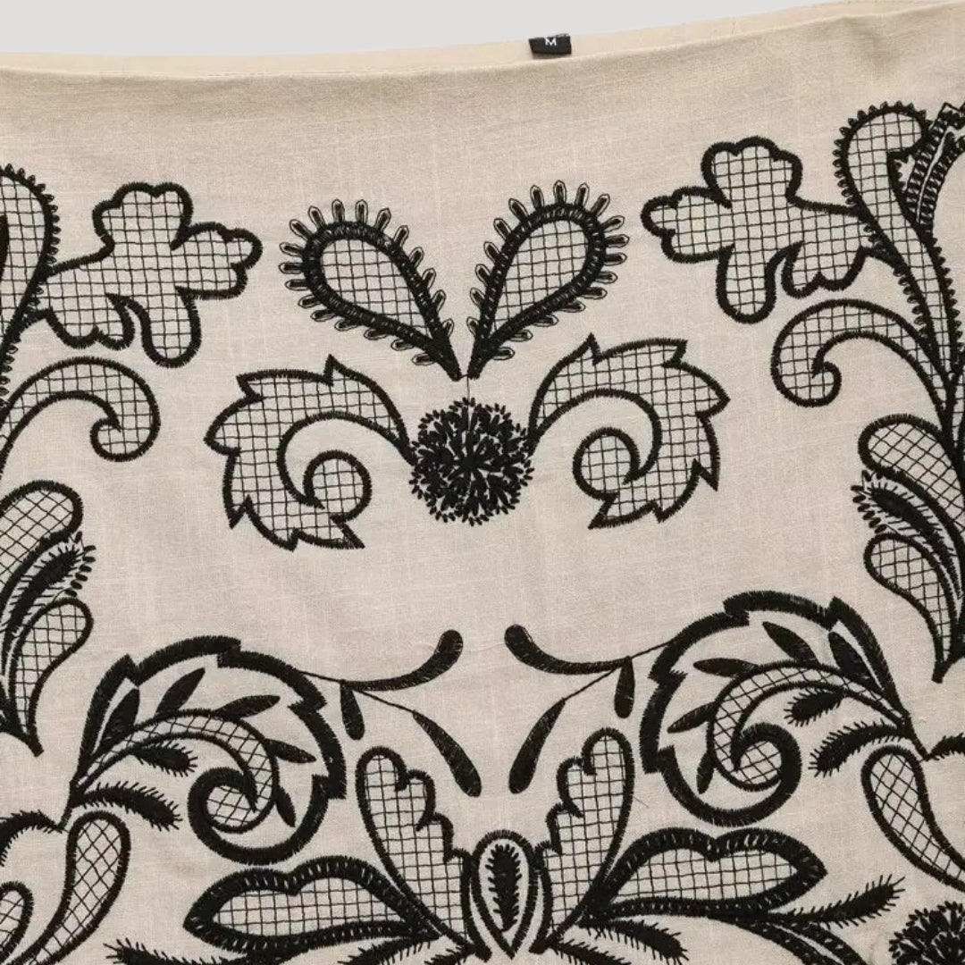 Stilla | Kvindernes Broderede Sæt Halterneck Top Og Miniskørt