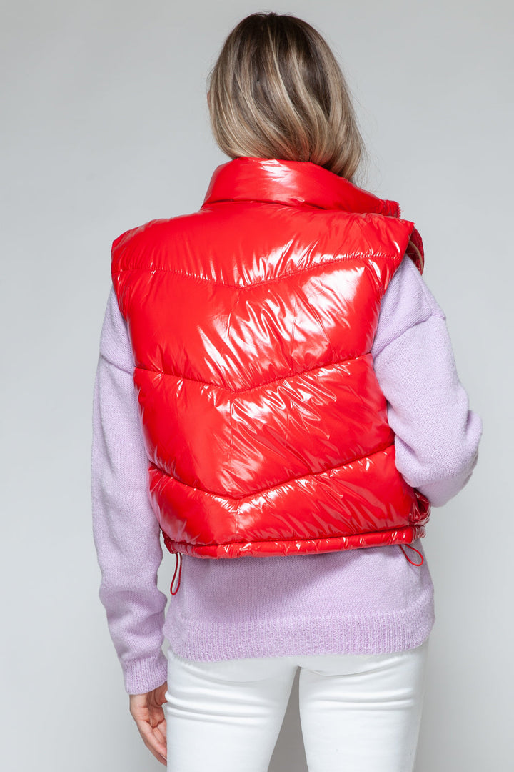 Stilla | Zip Up Turtleneck Skinnende Kviltet Vest