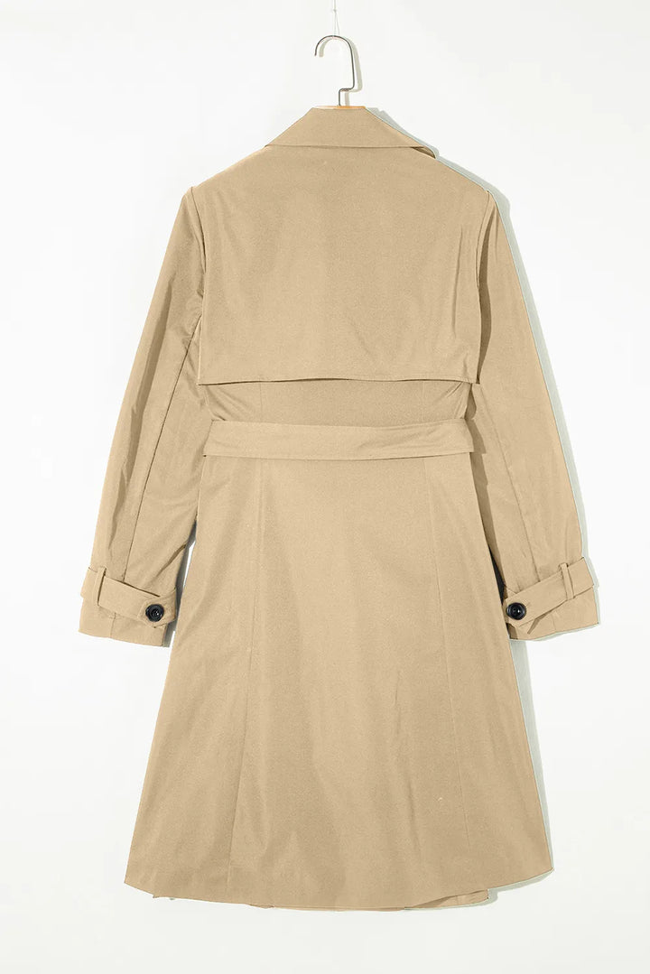 Stilla | Trenchcoat Med Lange Ærmer, Krave og Bindebelt Samt Knapper