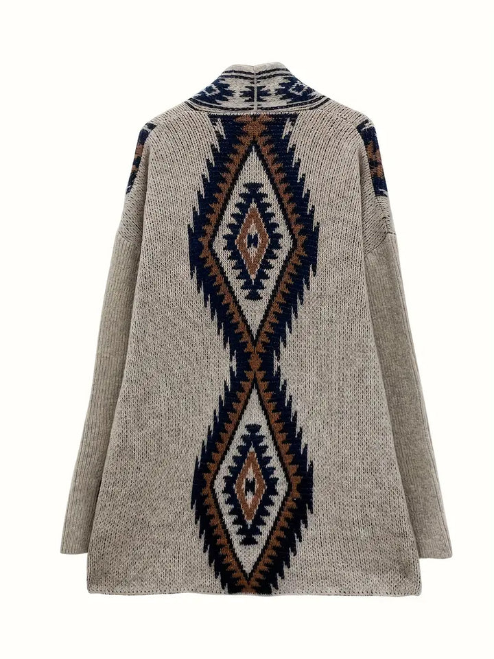 Stilla | Damen Cardigan Med Etnisk Tryk