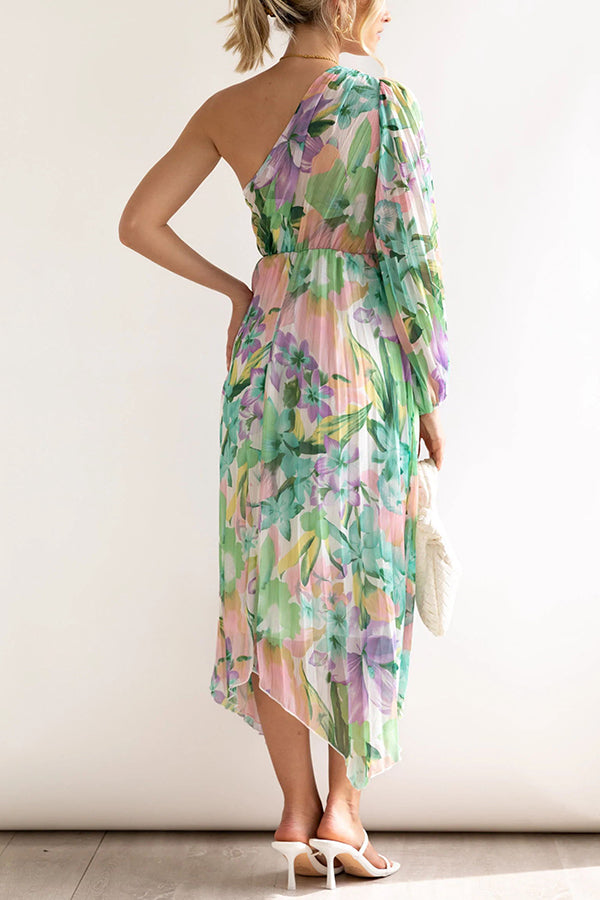 Stilla | Bloom Your Own Way One Shoulder Plisseret Midi Kjole