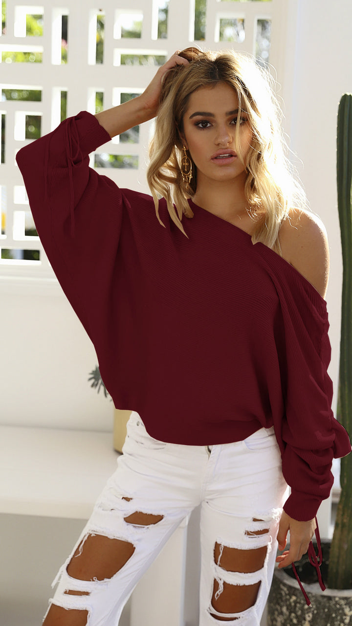 Kvinders oversized sweater med asymmetrisk snit og afslappede detaljer Stilla
