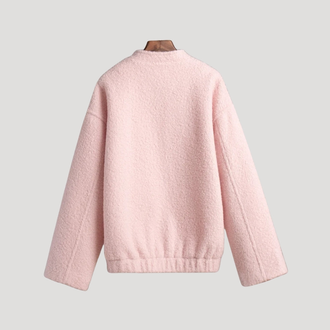 Stilla | Blød Boucle Zip up Bomberjakke