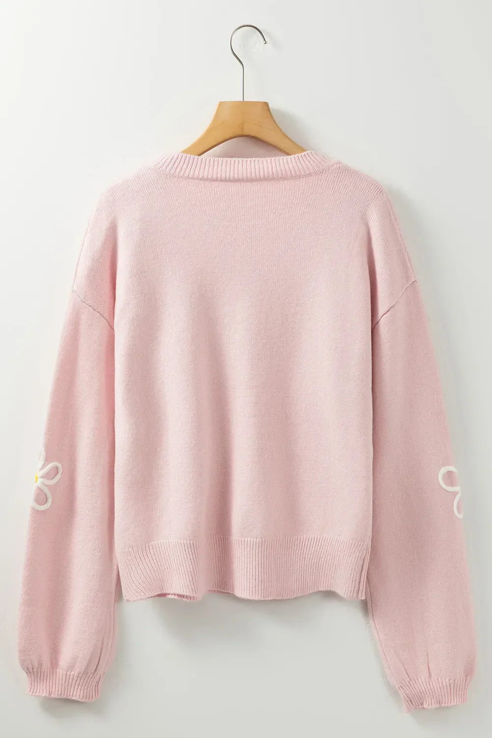 Stilla | Blomstret sweater med runde halsudskæring og overskårne skuldre