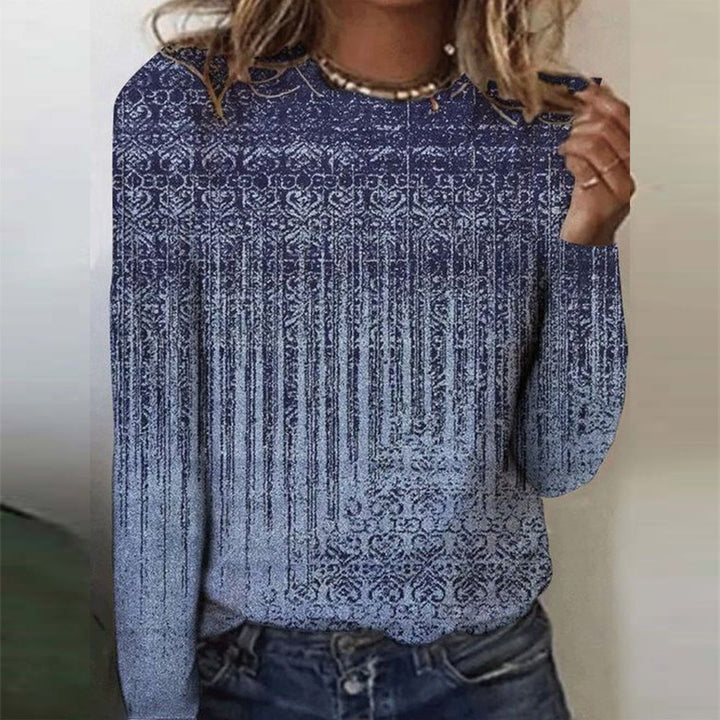Stilla | Bluse Blau Mit Langen Ärmeln Druck Drip Luxe