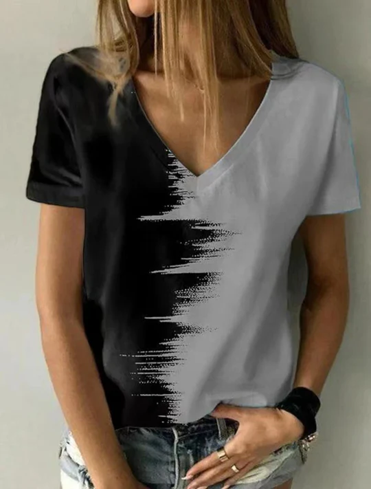 Stilla | T-shirt Med V-hals Og Korte Ærmer