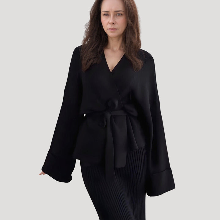 Stilla | Chic Strikket Wrap Strikketrøje Og Nederdel Sæt