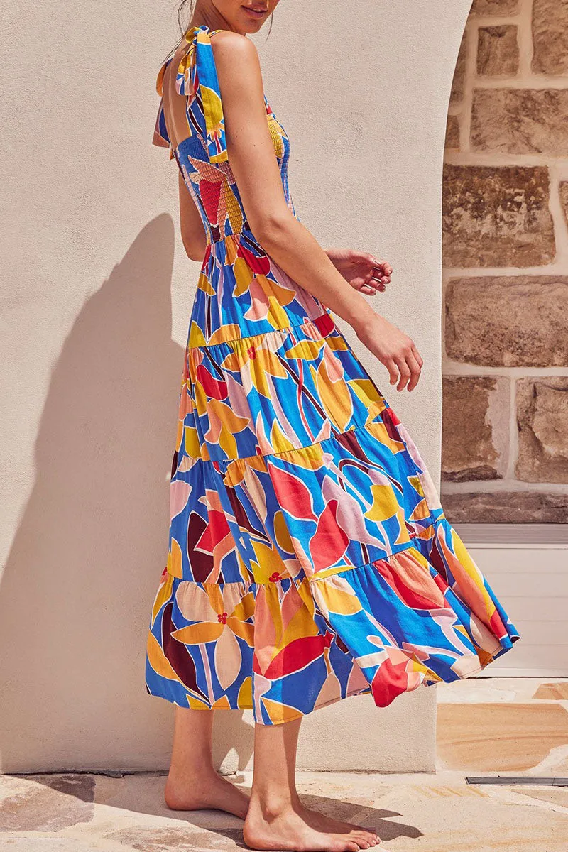 Stilla | Trendy Boho Print Kjole Med Fine Stropper