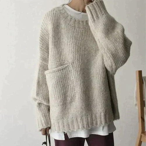 Stilla | Overdimensioneret sweatshirt i elfenbensfarve med frontlomme