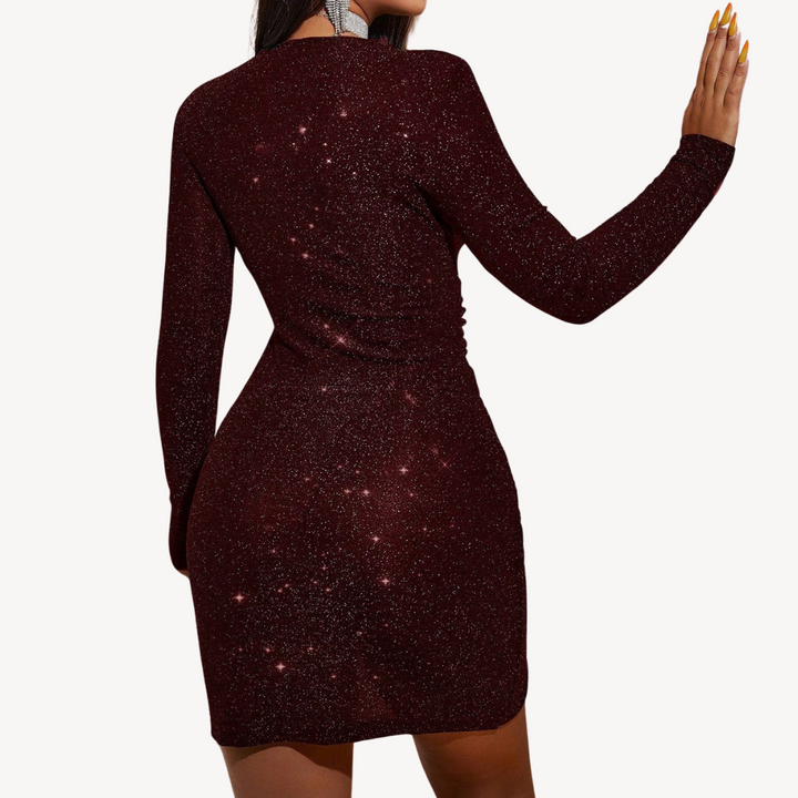 Stilla | Kvinders Glitter Rynket Bodycon Mini Kjole