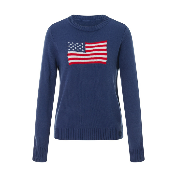 Stilla | Strikpullover med amerikansk flag.