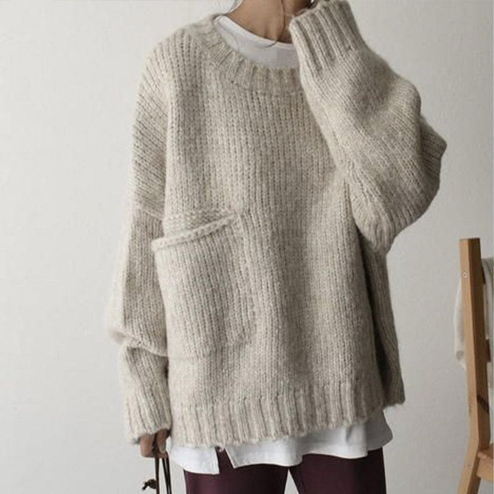 Stilla | Overdimensioneret Pullover Med Forlomme Farve Elfenben