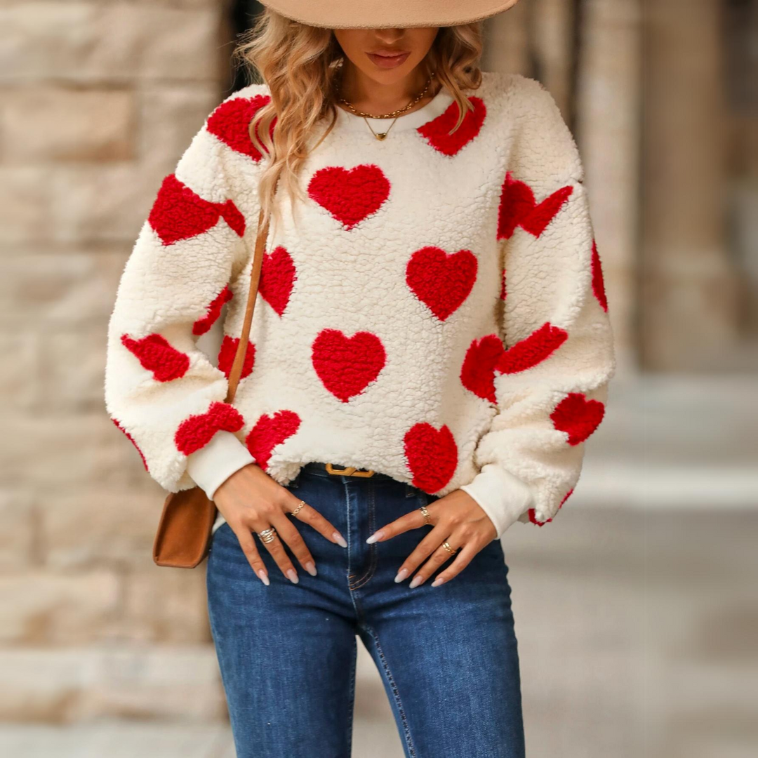 Stilla | Varm Sweatshirt Med Hjerteprint