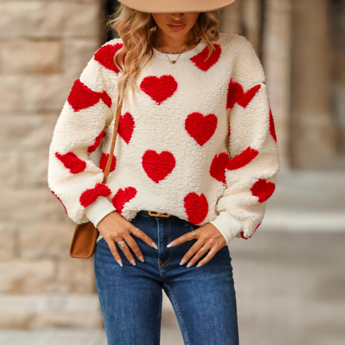 Stilla | Varm Sweatshirt Med Hjerteprint