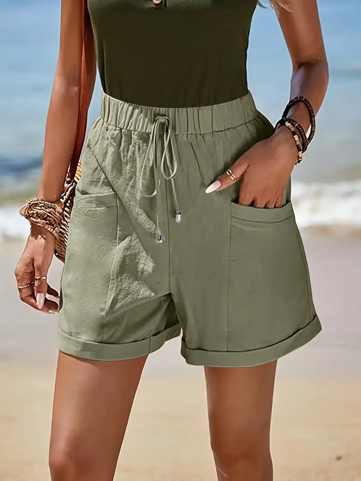 Stilla | Solide Cargo Shorts Med Elastiske Lommer