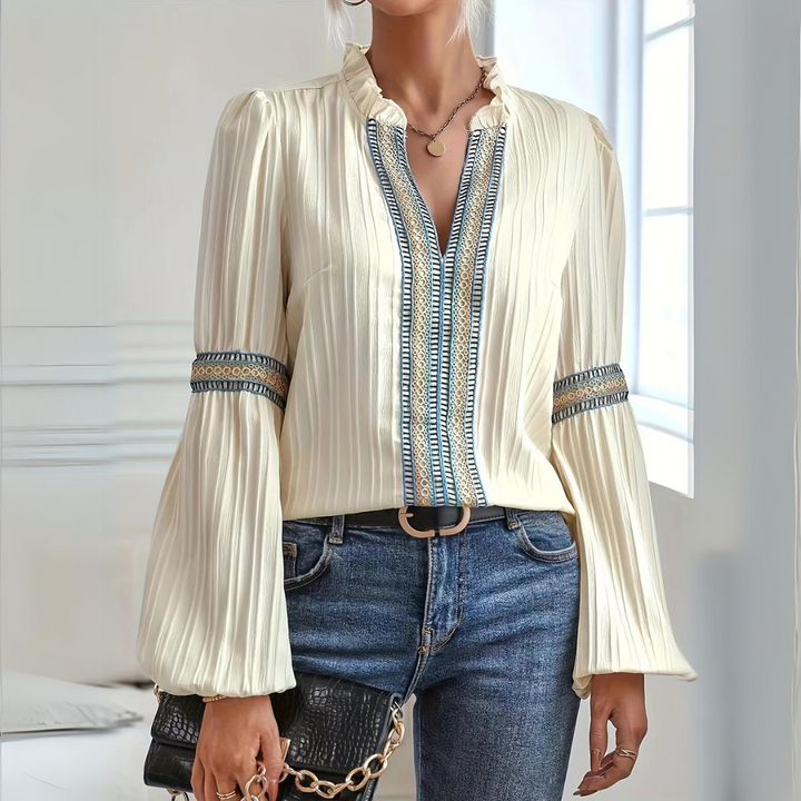 Stilla | Boho Stil Bluse Med Lange Ærmer