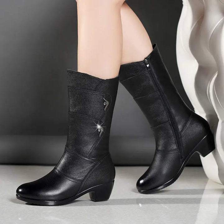 Stilla | Dame Mid-Calf Platform kilehæl chunky heel støvler