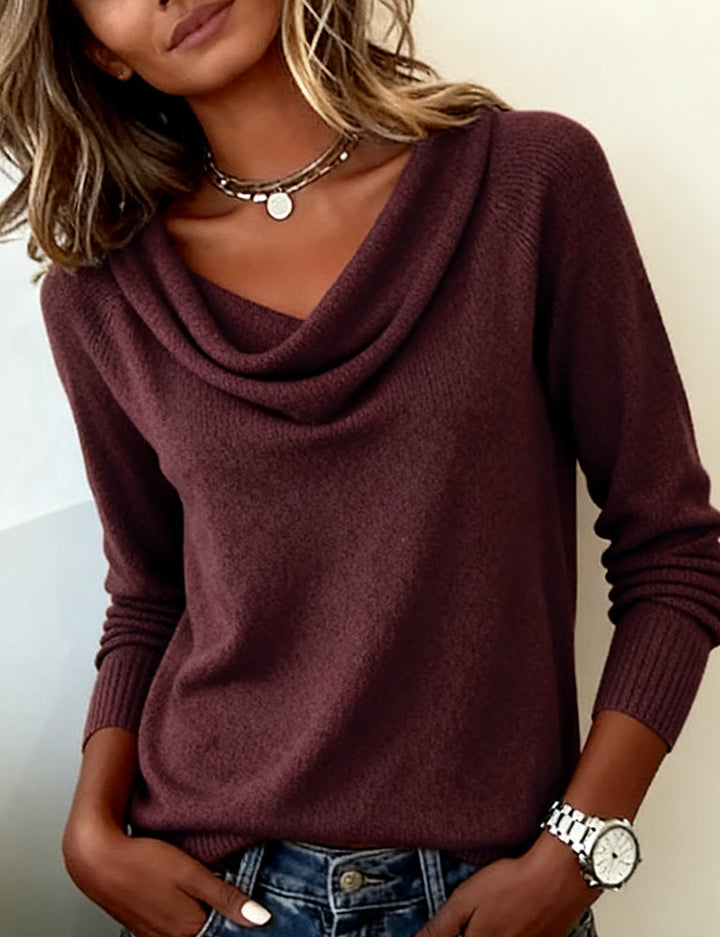 Stilla | Langærmet sweater med pelskrave