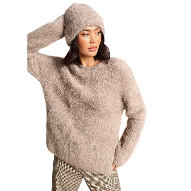 Stilla | Pullover i Blødt Strik Med Rund Halsudskæring i Taupe