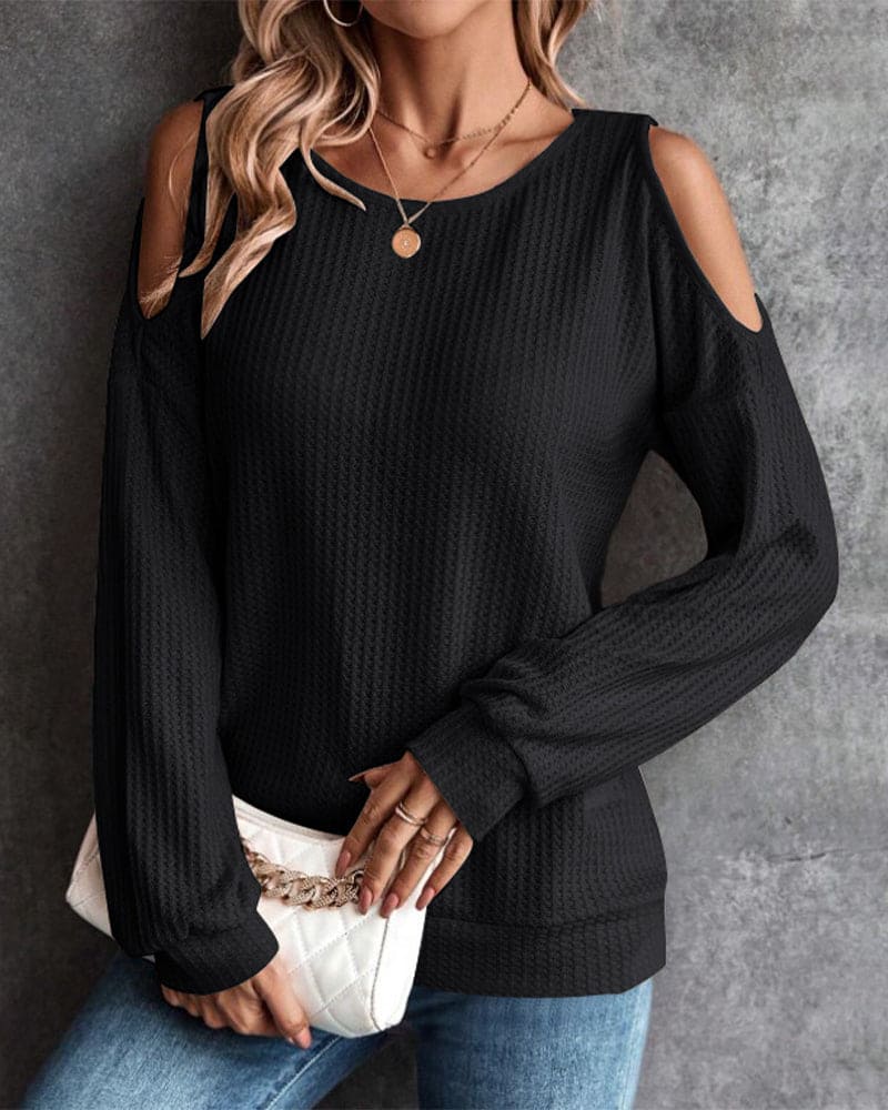 Stilla | Casual Sweater Med Skulderfri Og Lange Ærmer