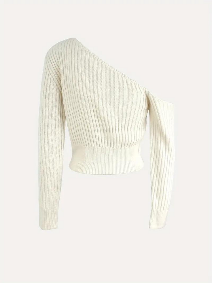 Stilla | Pullover i ribstrik med asymmetrisk udskæring
