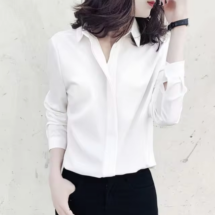 Stilla | Chiffon Bluse Med Lange Ærmer