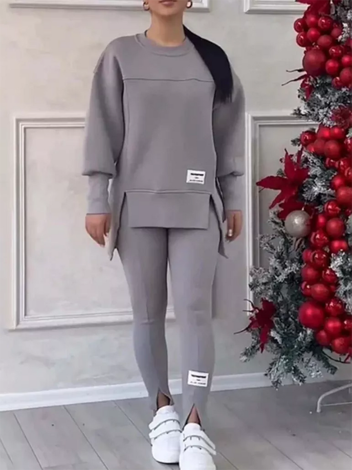 Stilla | Elegant sweater med patchwork og leggings sæt Ideel til vinteren