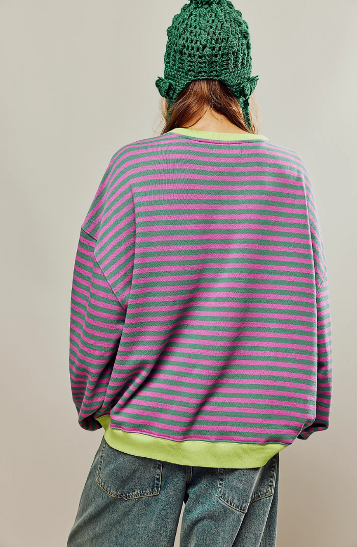 Stilla | Stribet striktrøje Oversize
