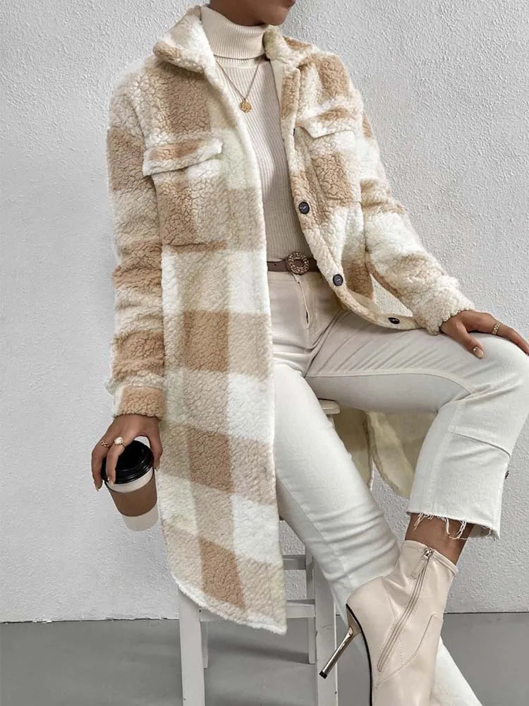 Stilla | Dame Oversized Langfrakke I Ternedesign