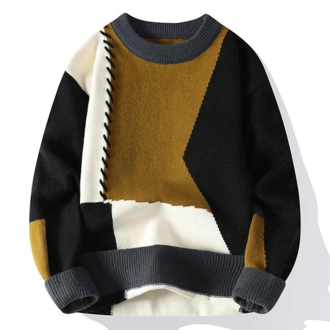 Stilla | Pullover Patchwork Af Højkvalitets Strikvarer For Maksimal Komfort