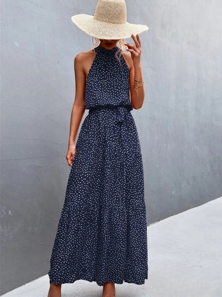 Stilla | Jumpsuit med halsbånd og volant polka tryk, bestseller