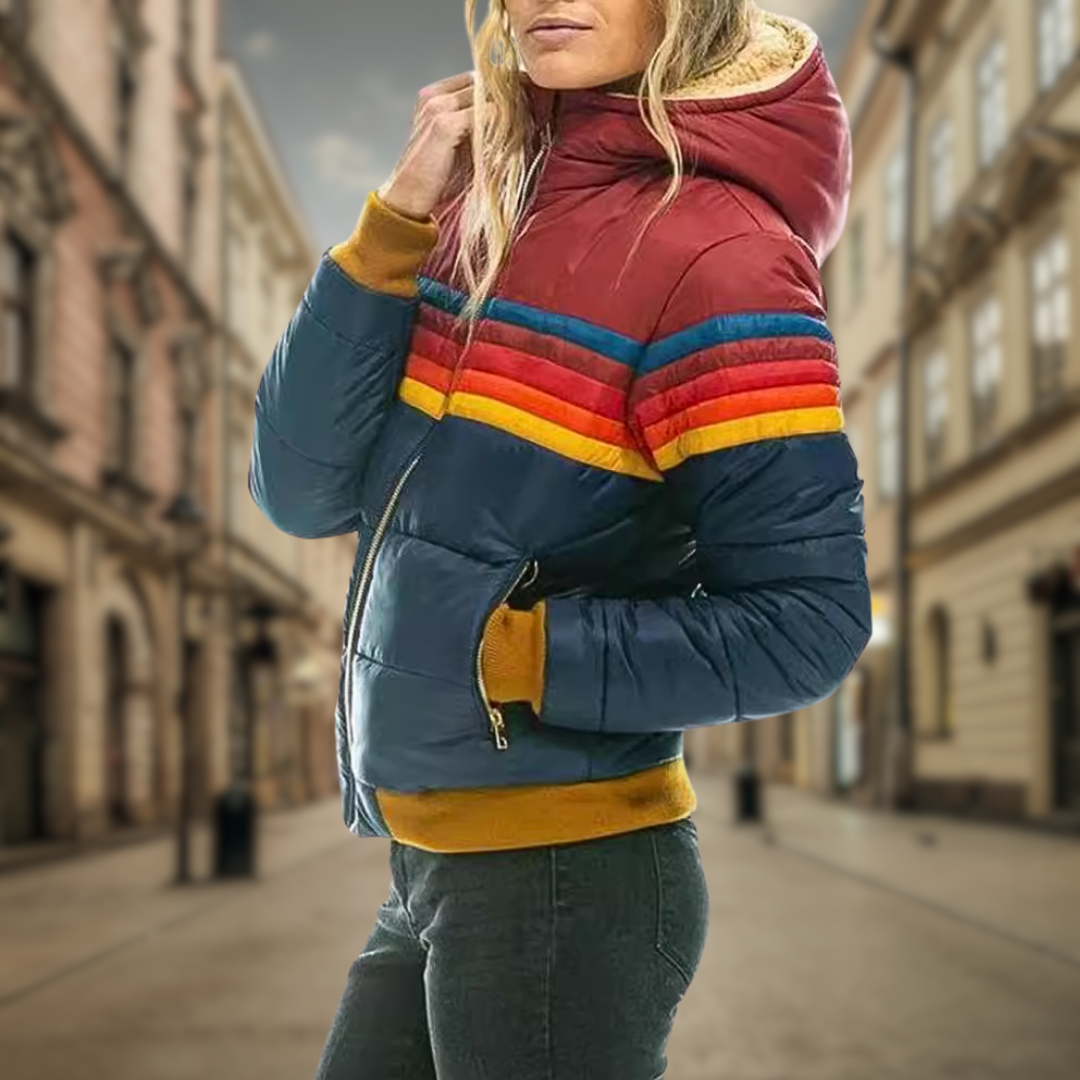 Stilla | Retro Steppjakke Med Lysende Accenter Og Striber