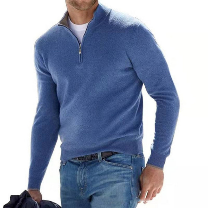 Stilla | Merino V-hals sweater med lynlås