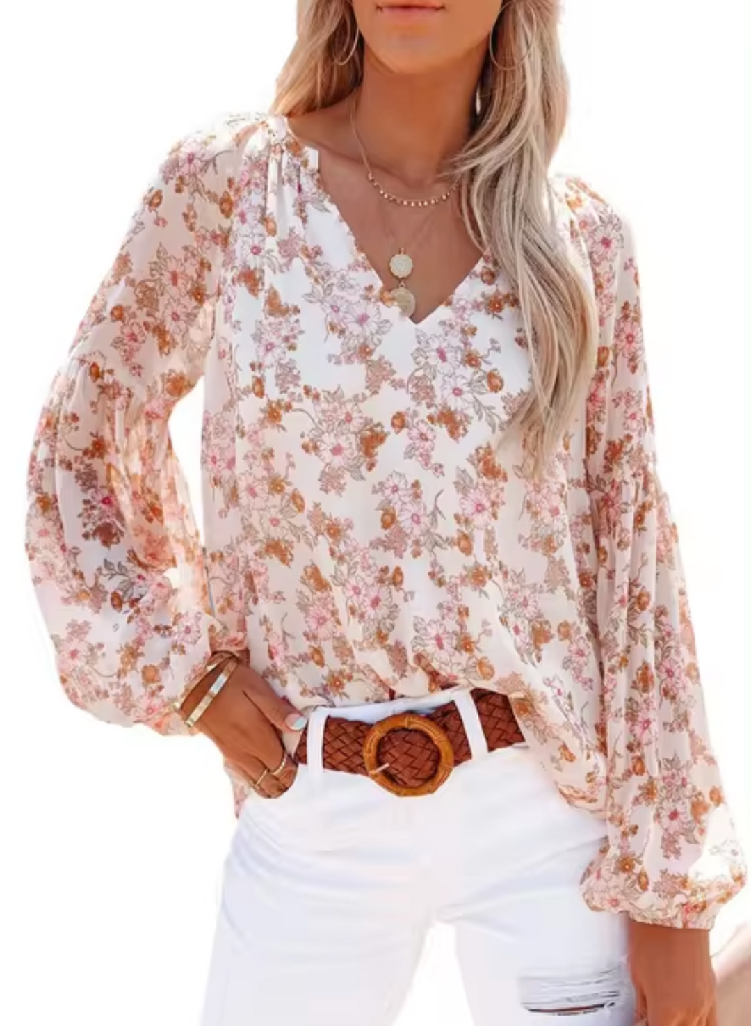Stilla | Bluse i chiffon med blomsterprint