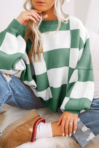 Stilla | Tchecked Rundhals Strikpullover Ideel til vinteren