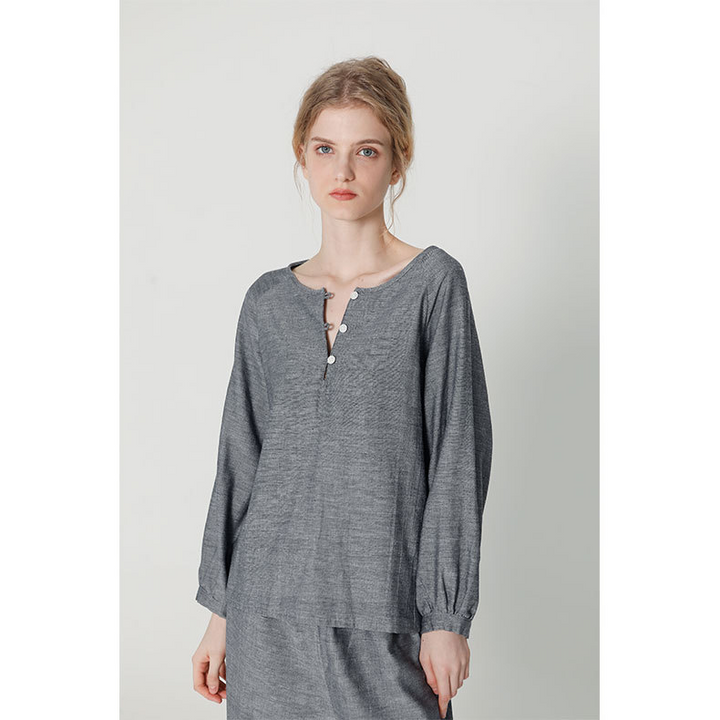 Stilla | Dame T-shirt Og Buksesæt Denim Stil Dobbelt Lag Mesh