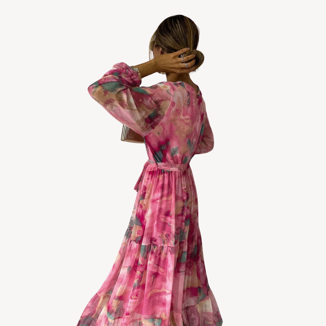 Stilla | Kvinders Chiffon Maxi Kjole Boho Wrap Aftenkjole
