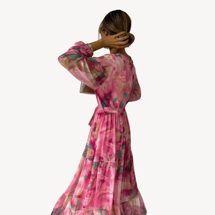 Stilla | Kvinders Chiffon Maxi Kjole Boho Wrap Aftenkjole