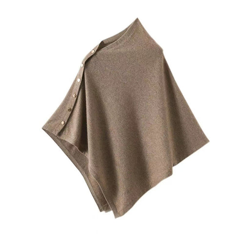 Stilla | Knapdetalje Poncho - Asymmetrisk Design med Draperet Snit