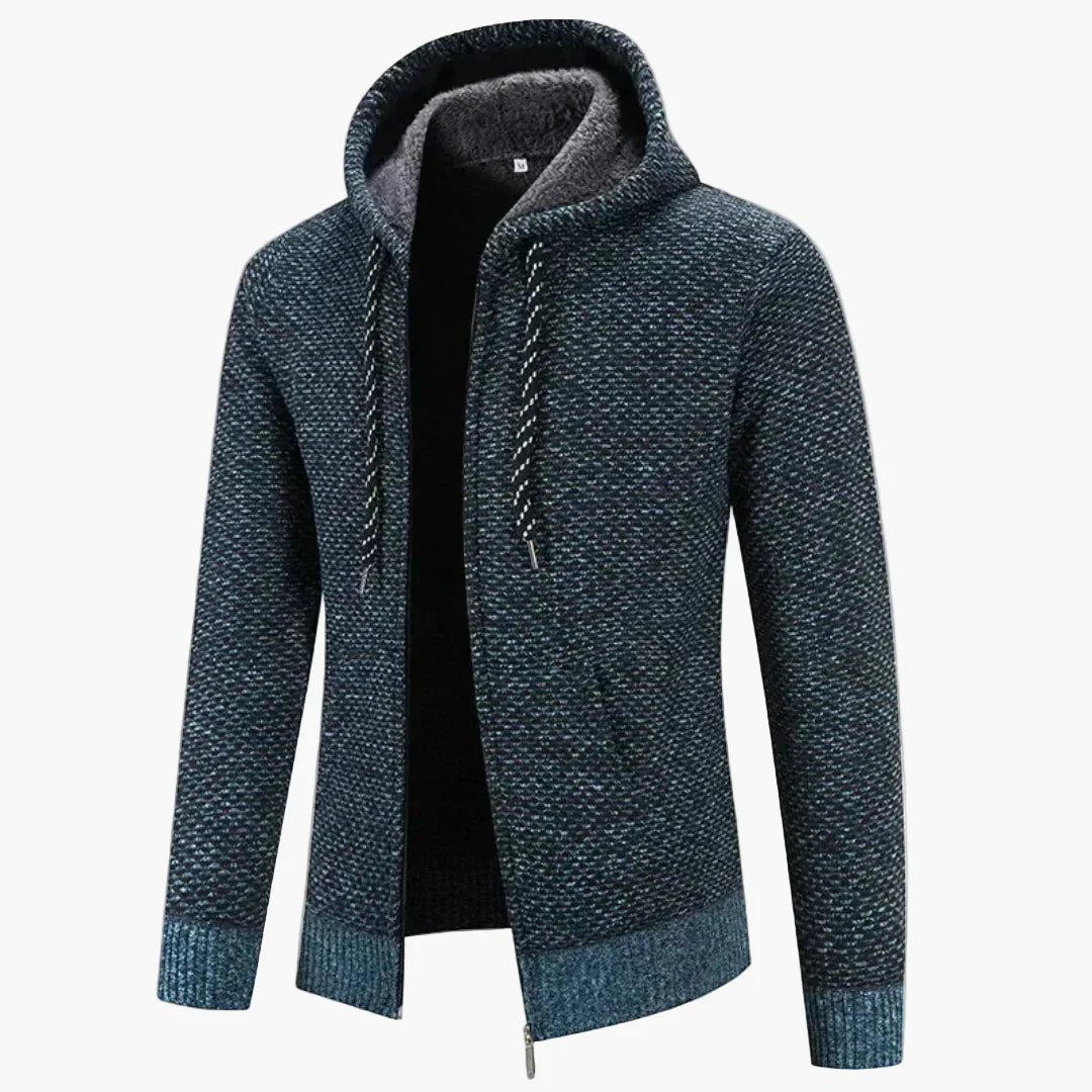 Stilla | Strik-Hættejakke til Efterår og Vinter - Behagelig Fritids-Hoodie med Lynlås