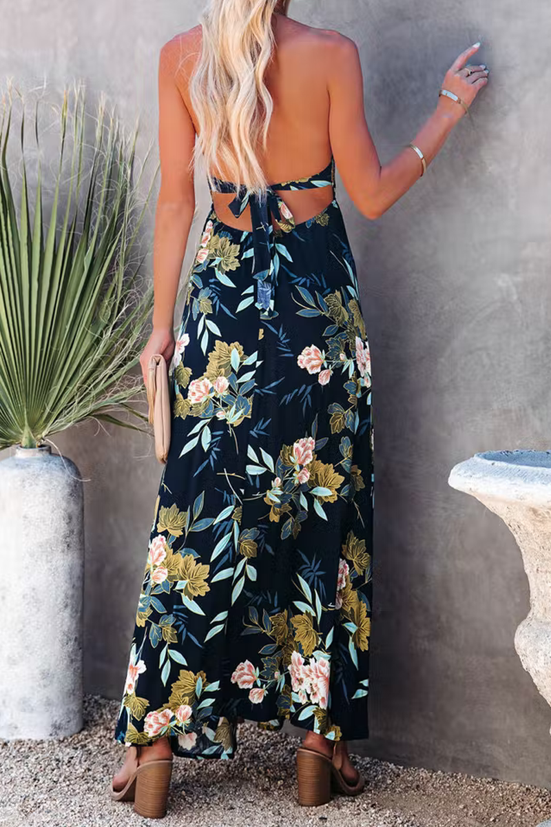 Stilla | Send Flowers Smocked Halterneck Maxikjole