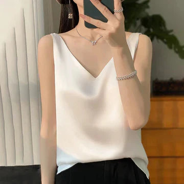 Stilla | Ærmeløs Satin Silke Top