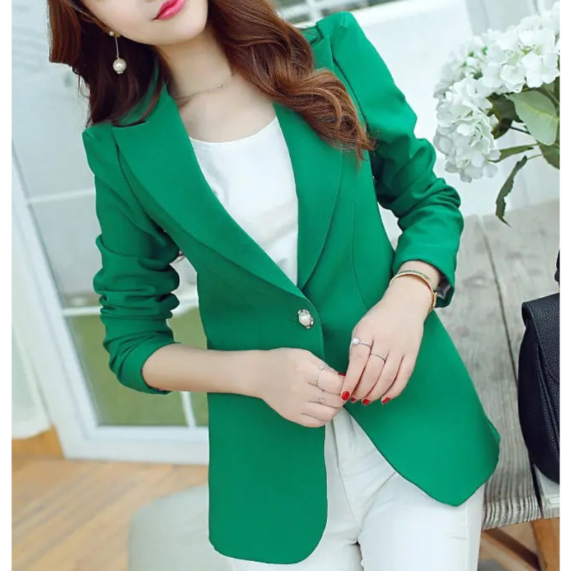 Stilla | Elegant Dame Blazer Med Knaplukning Ned Til Anklen