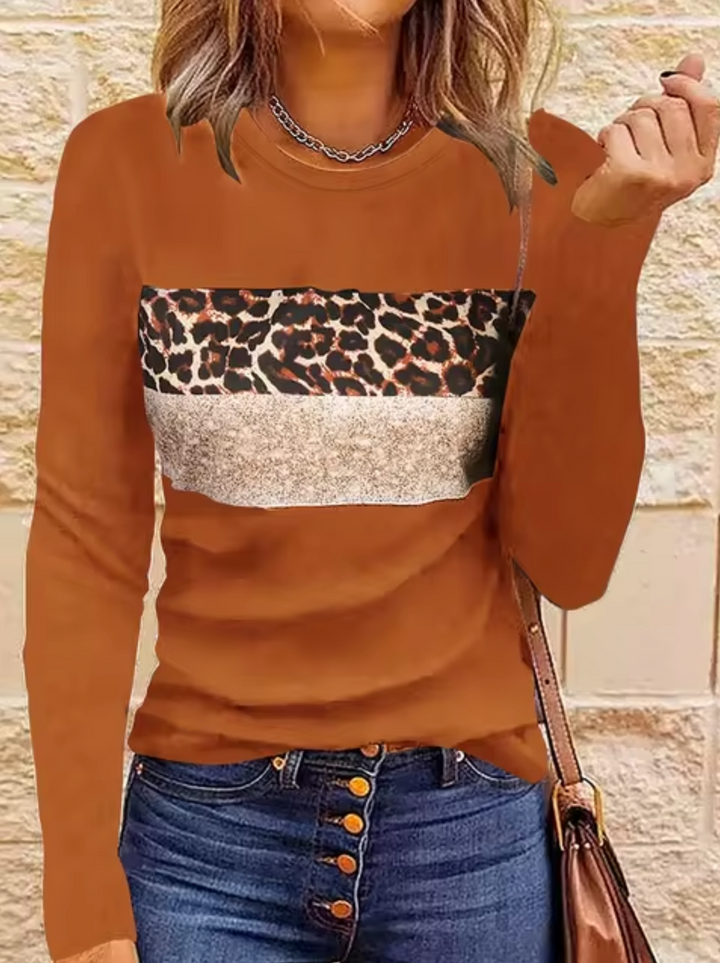 Stilla | Langærmet T-shirt med leopardmønster